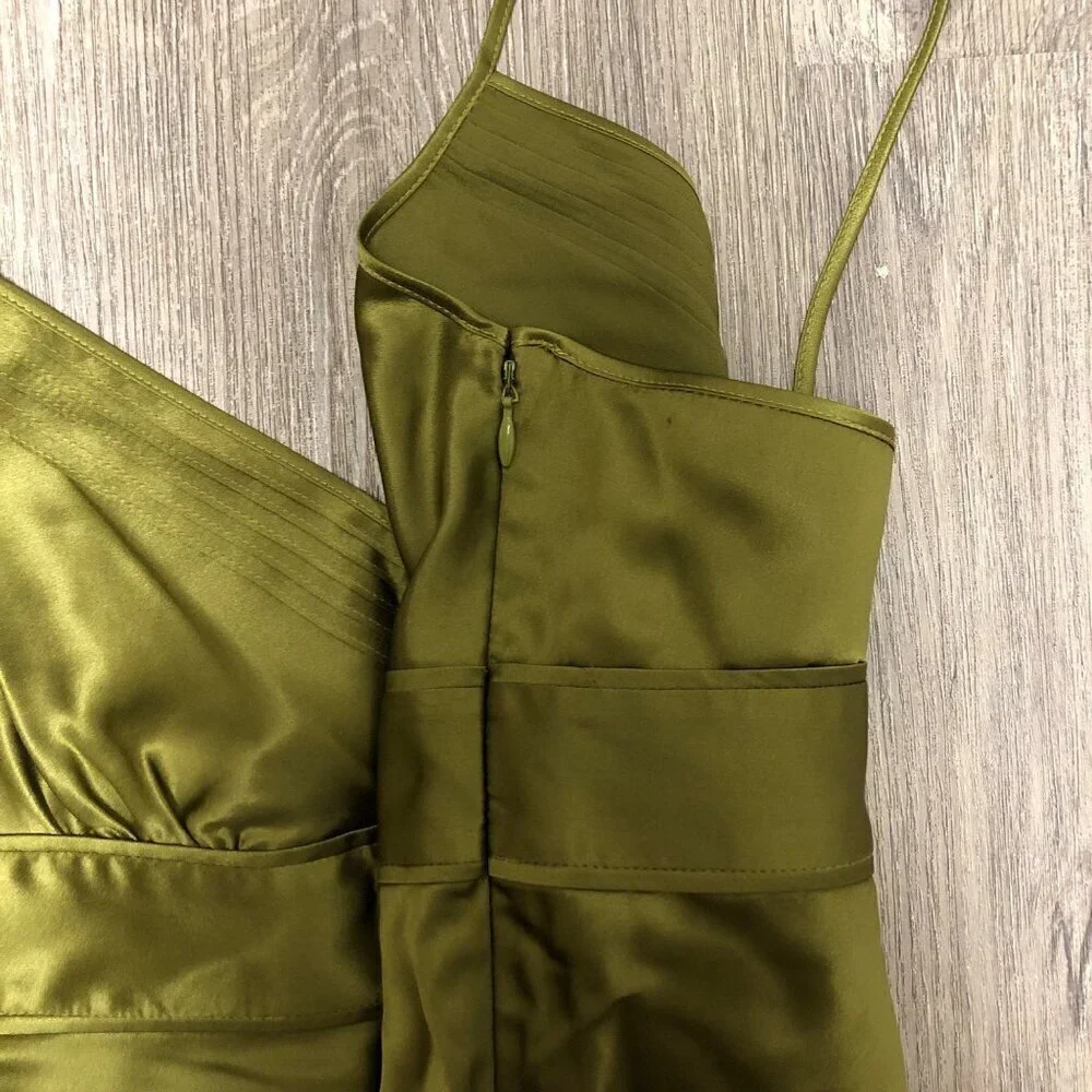 J. Crew 100% Silk Cami Tank Top Olive Green Baby Doll Top Size 12 P Babydoll Y2K